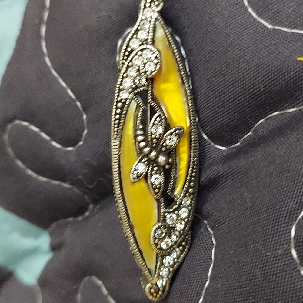 1928 Butterfly Yellow Enamel Rhinestone Pin Brooch